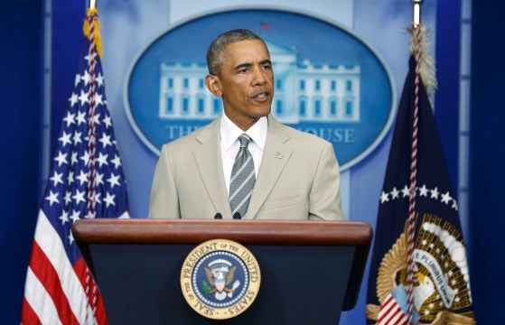 U.S. President Obama delivers a statement ahead of national security council meeting at the White House in Washington