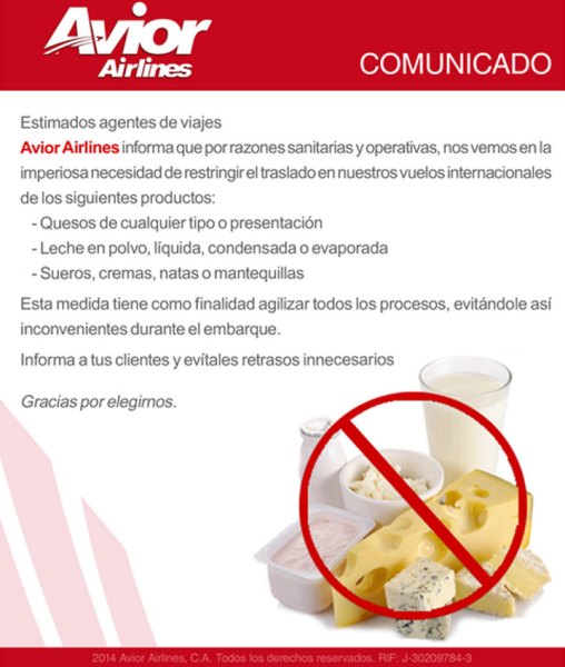 Foto:  Comunicado de Avior