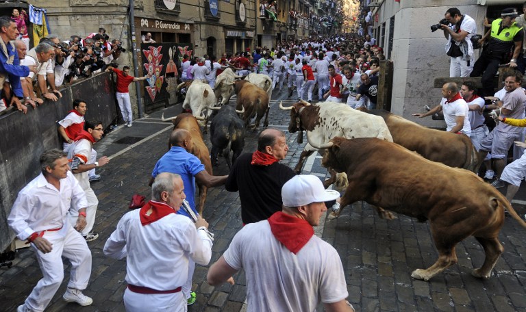 Cuatro heridos en primera corrida de sanfermines (Fotos)