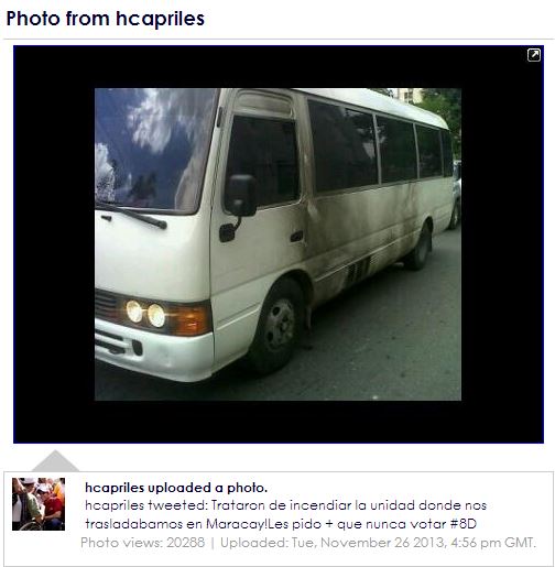 Así quedó el autobús donde viajaba Capriles que intentaron quemar