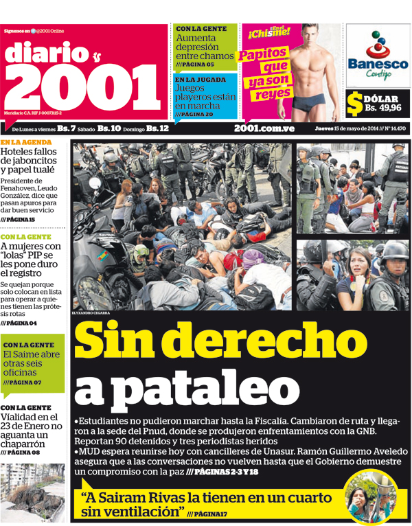 Portadas del jueves 15 de mayo de 2014