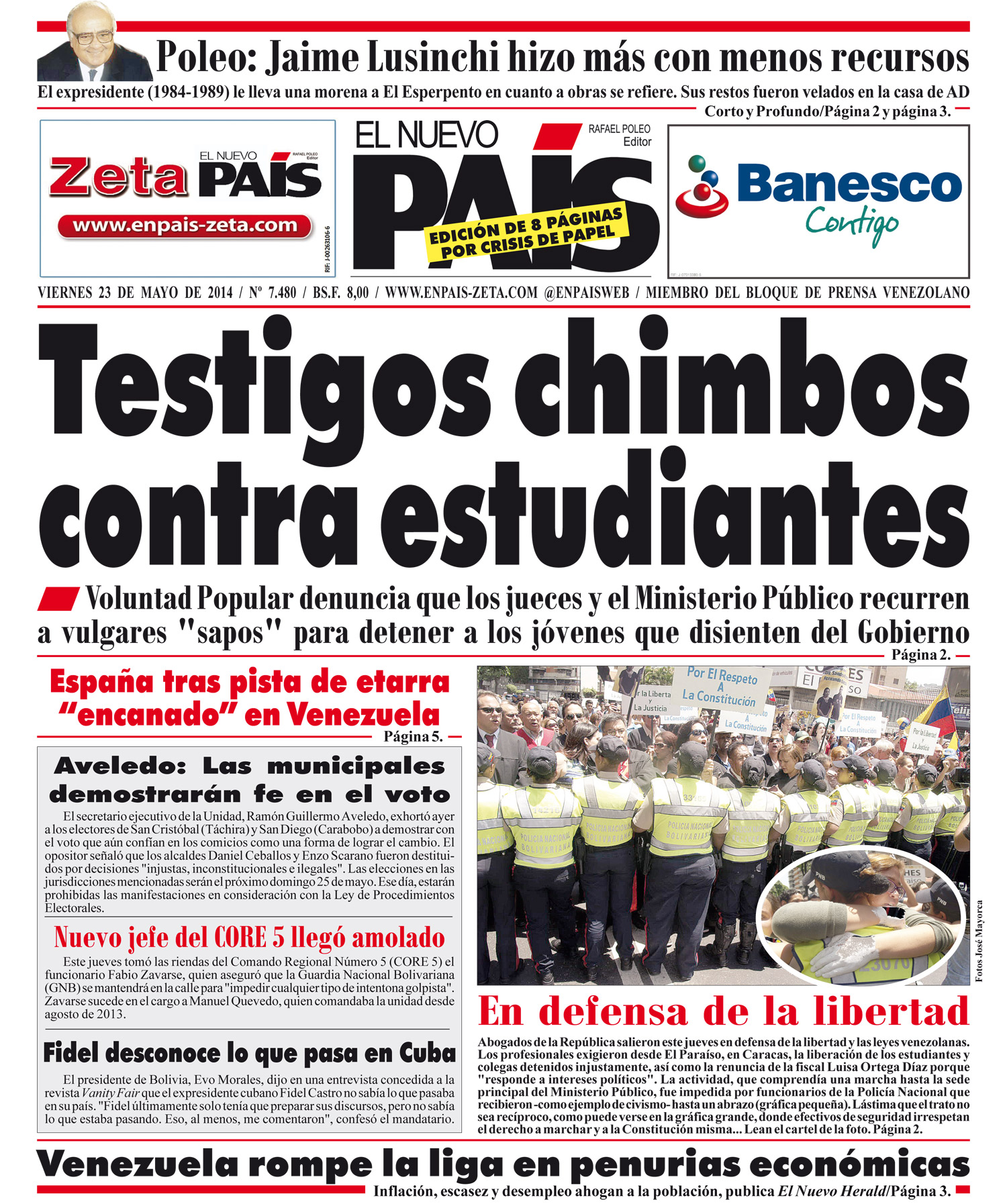 Portadas del viernes 23 de mayo de 2014