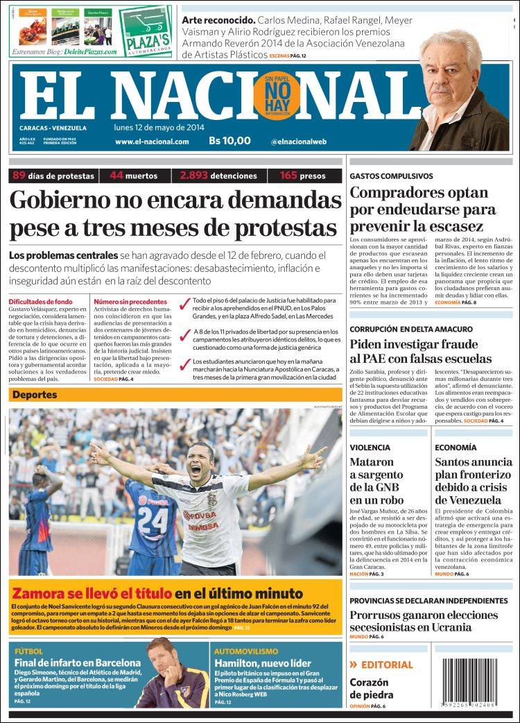 Portadas del lunes 12 de mayo de 2014