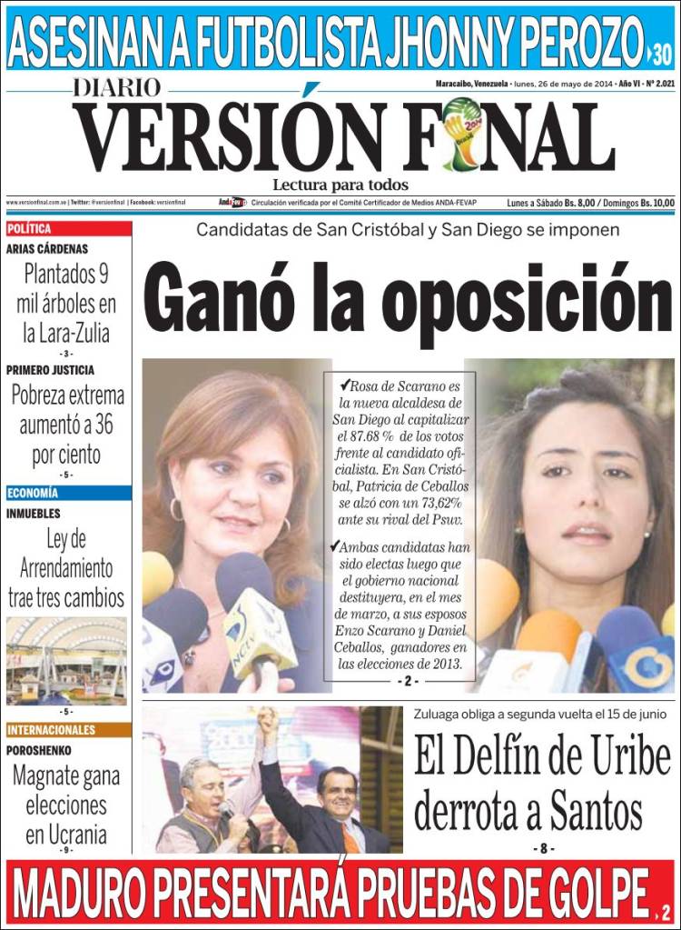 Portadas del lunes 26 de mayo de 2014