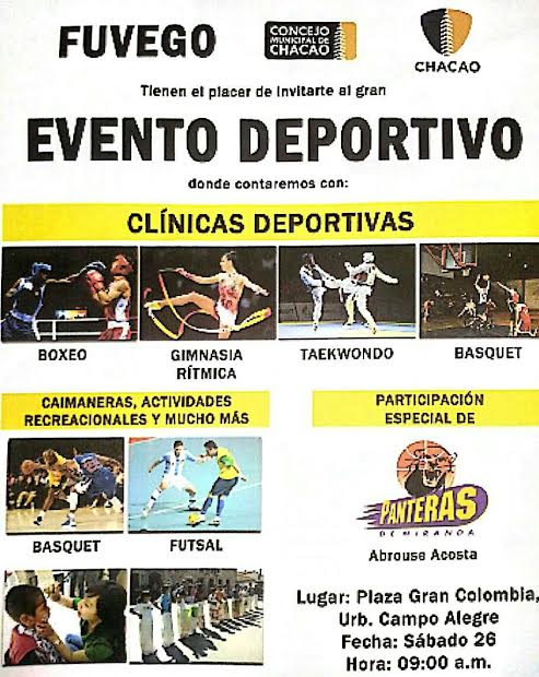 Fuvego realizará gran evento deportivo en Chacao