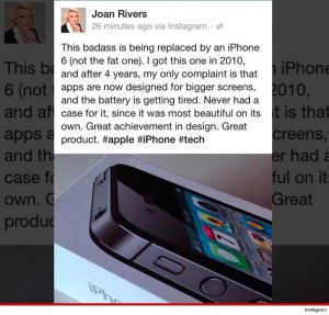 Error macabro en Facebook: Joan Rivers promocionó el iPhone 6