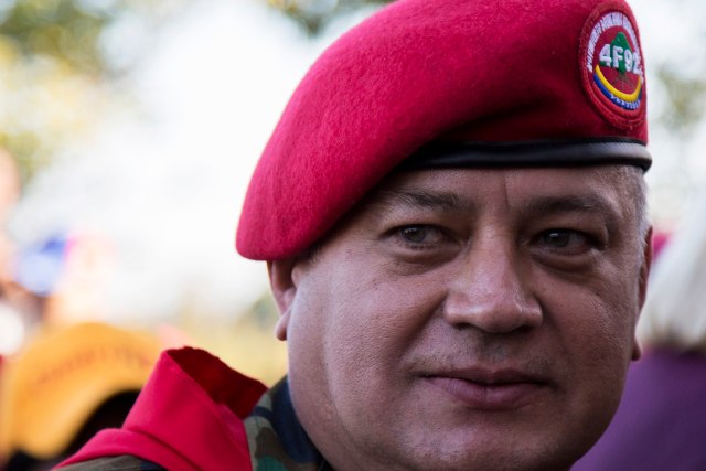 Venezuela's head of National Assembly, Diosdado Cabello attends a rally to commemorate 23rd anniversary of 1992 coup attempt led by former President Chavez, in Caracas