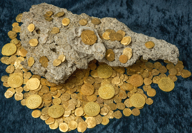Treasure salvor Brent Brisben and his company 1715 Fleet Ð Queens Jewels, LLC, have made another discovery of centuries-old treasure from a Spanish fleet that sank off the Treasure Coast during July of 1715. The most recent find includes over 350 gold coins valued at $4.5 million, with the most important being 9 coins called Royals, which were made for the King of Spain. (CONTRIBUTED PHOTO FROM 1715 Fleet - Queens Jewels, LLC)