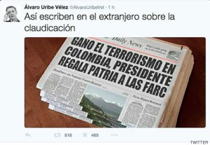 La portada falsa que tuiteó Uribe (imágenes)
