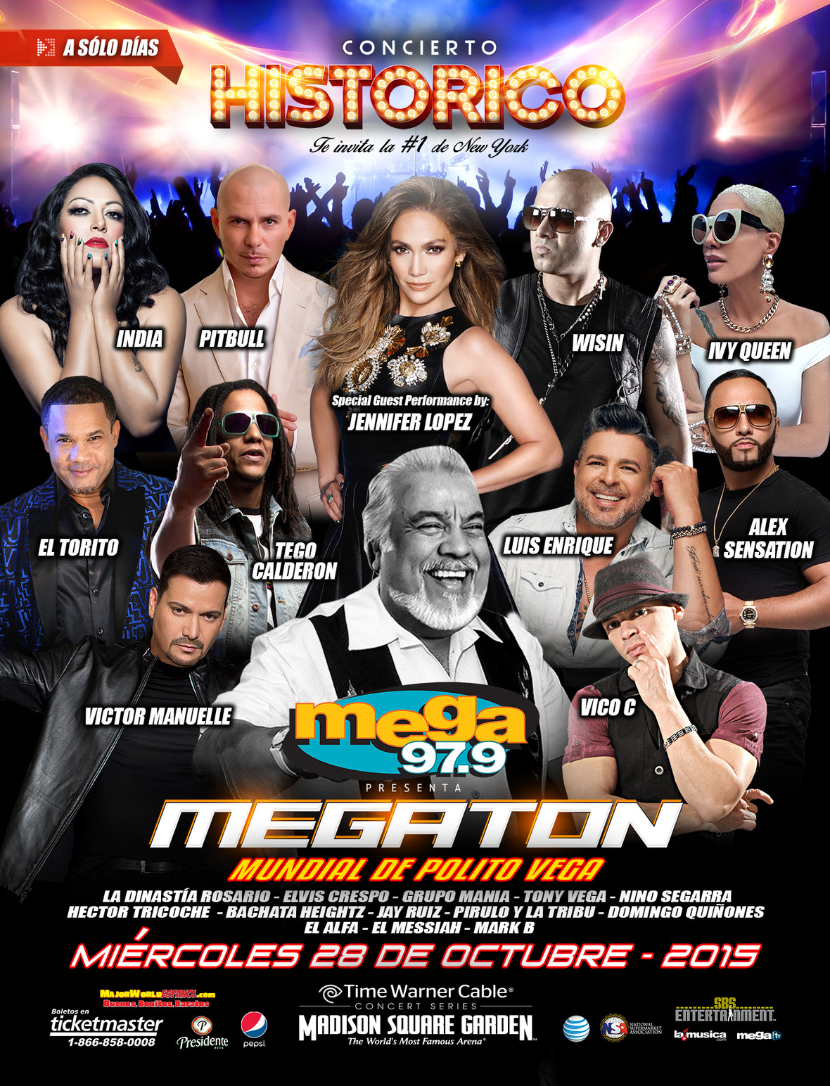 Jennifer López, Pitbull y Wisin encabezan la cartelera del “Megatón de Polito Vega”