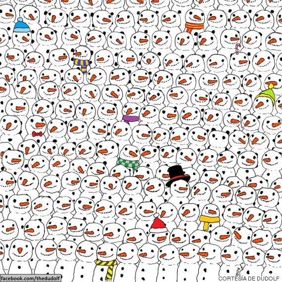 Consigue el panda escondido entre los muñecos de nieve (imagen)