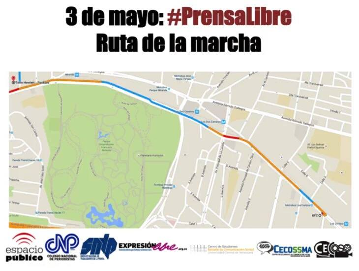 Conoce la ruta de la marcha #PrensaLibre a favor de la libertad de expresión