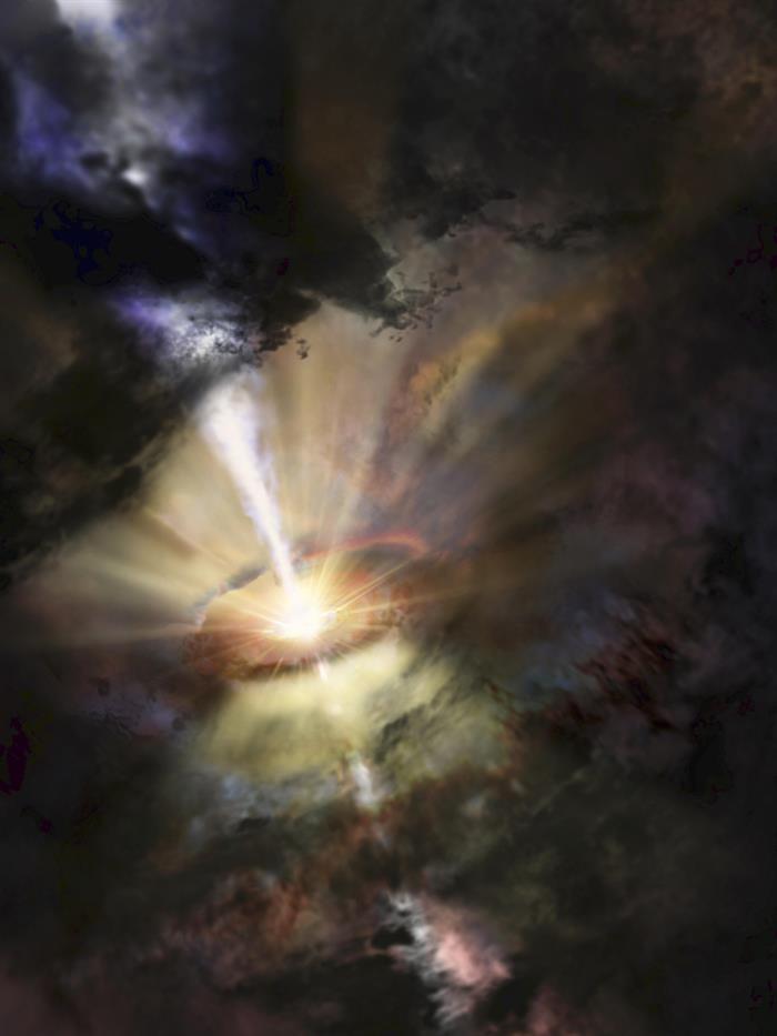Astrónomos observan un diluvio intergaláctico que alimenta un agujero negro