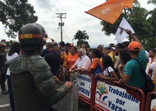 La GNB tampoco permitió el paso de la marcha opositora en Yaracuy