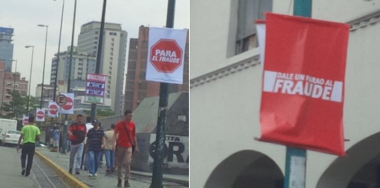 Aparecen en Caracas pendones (DE UN ENCHUFAOOO)  en contra del “fraude” en RR