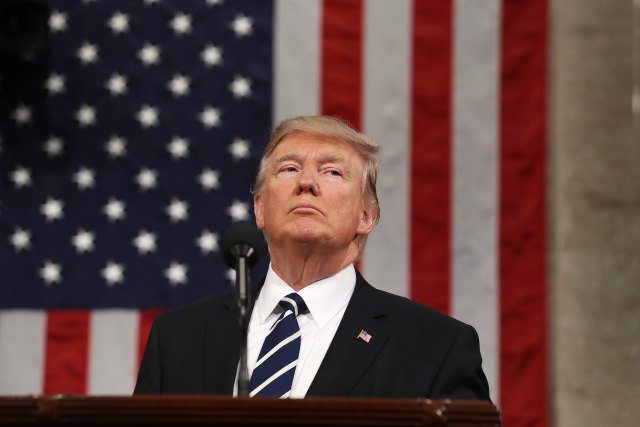 U.S. President Donald Trump delivers his first address to a joint session of Congress from the floor of the House of Representatives iin Washington, U.S., February 28, 2017.  REUTERS/Jim Lo Scalzo/Pool