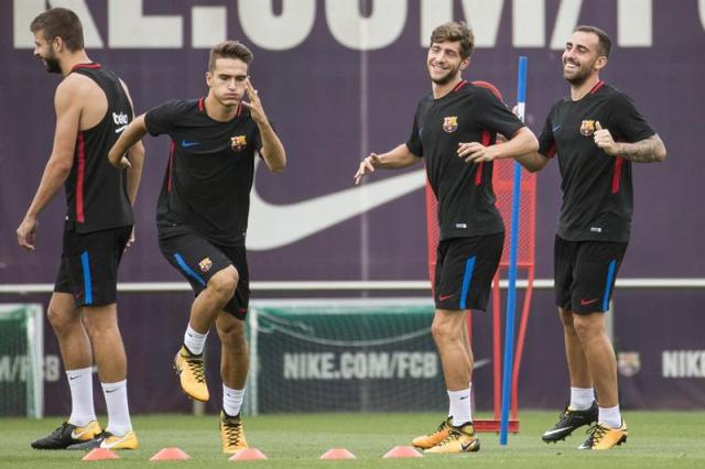 Imagen de la sesión de entrenamiento del Barcelona (Foto: EFE)