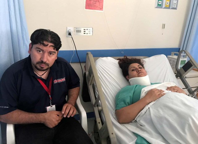 Diana Pacheco (R) rests in a hospital bed, next to her husband Juan Jesus Garcia, after she was rescued from a collapsed office building, after an earthquake in Mexico City, Mexico September 22, 2017. REUTERS/Anthony Esposito