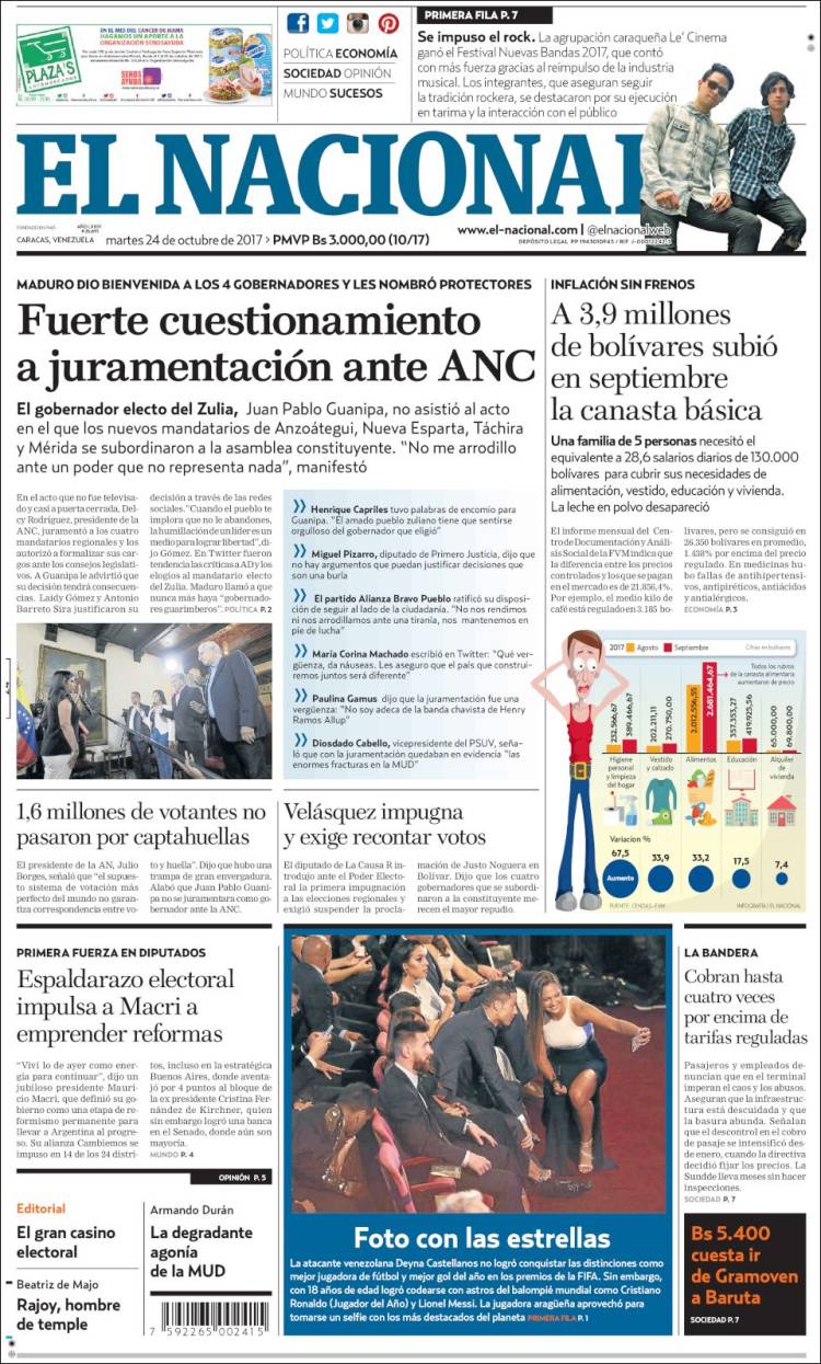 Portadas de este martes 24 de octubre de 2017