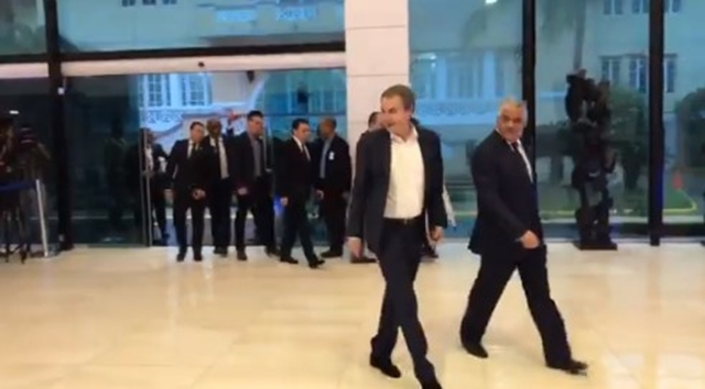 En Video: Así fue la llegada del canciller Vargas y del expresidente Zapatero a la cancillería dominicana