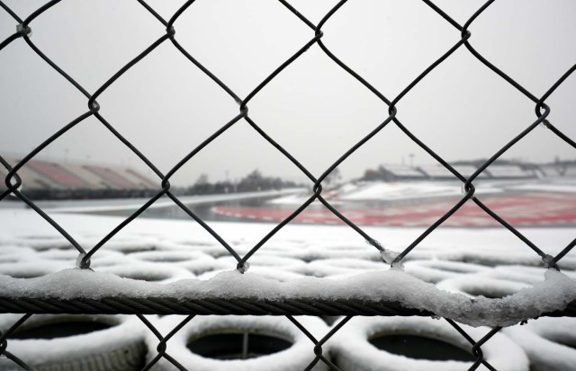 F1 Formula One - Formula One Test Session - Circuit de Barcelona-Catalunya, Montmelo, Spain - February 28, 2018 General view of snow before testing REUTERS/Albert Gea