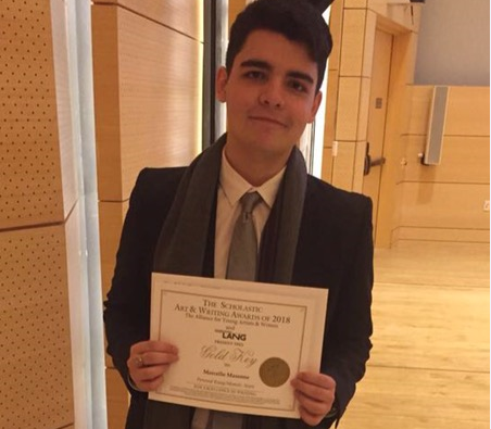 Marcello Massone fue galardonado en Nueva York con la Golden Key (Llave de Oro) de The Scholastic Arts & Writing Awards 2018 (Foto: Nota de prensa)