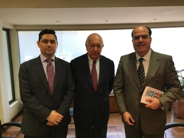 Carlos Vecchio y Julio Borges reunidos con el expresidente chileno, Ricardo Lagos // Foto Prensa