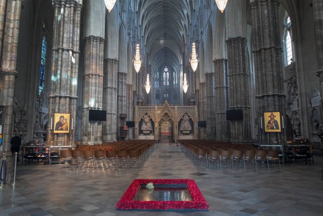 Meghan Markle's wedding bouquet lies on the grave of the Unknown Warrior in the west nave of Westminster Abbey, London, Britain May 20, 2018.  Victoria Jones/Pool via Reuters