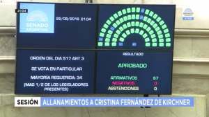 Senado de Argentina aprueba por unanimidad allanar residencias de Cristina Kirchner