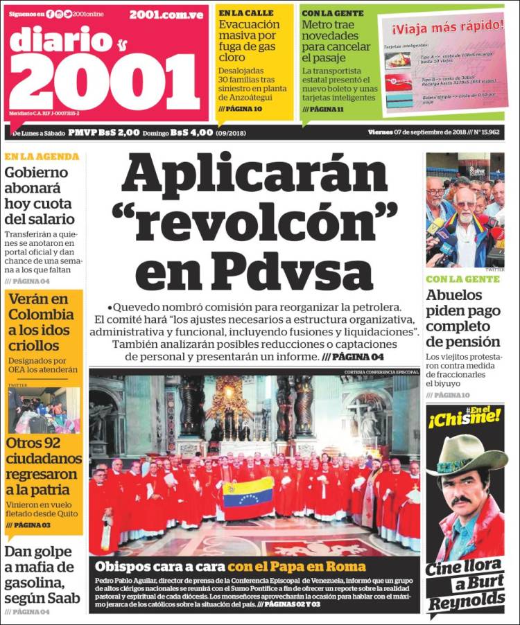 Portadas de este viernes 7 de septiembre de 2018