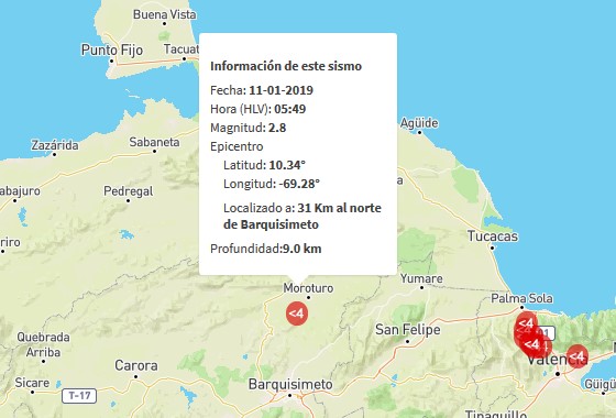 Sismo de magnitud 2.8 al norte de Barquisimeto #11Ene