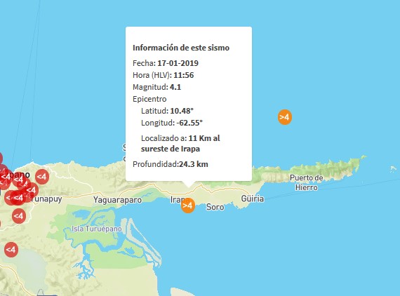 Sismo de magnitud 4.1 sacudió la población de Irapa en el estado Sucre #17Ene