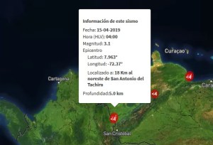 Sismo de magnitud 3.1 en San Antonio del Táchira