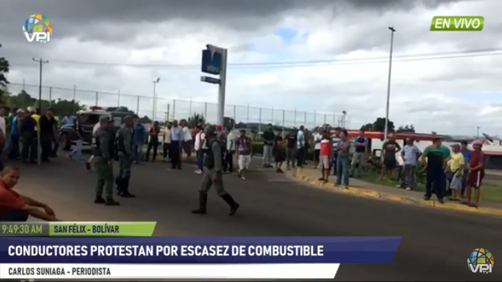 Conductores retienen una gandola para exigir gasolina en San Félix #4Jun