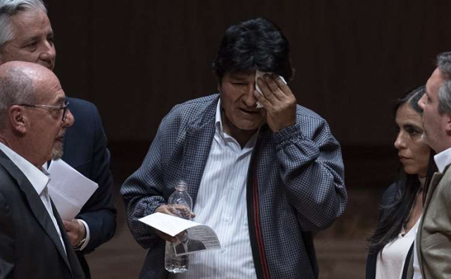 Interrumpen discurso de Evo Morales. AFP.