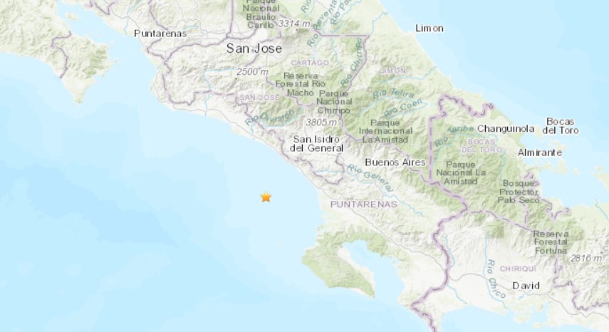 Sismo de magnitud 5,3 en Costa Rica