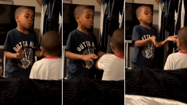 El adorable momento en que un niño de 6 años calma a su hermano de 4 años durante una rabieta (VIDEO)