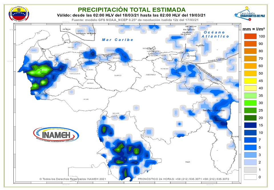 El estado del tiempo en Venezuela este jueves #18Mar, según el Inameh