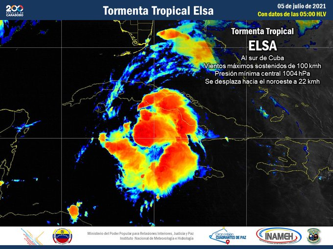 La Tormenta Elsa se aleja de Venezuela mientras se aproxima rápidamente a Cuba