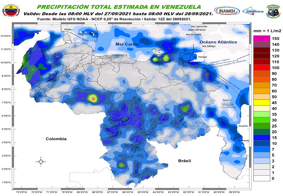 Inameh pronostica descargas eléctricas en varios estados de Venezuela #27Sep