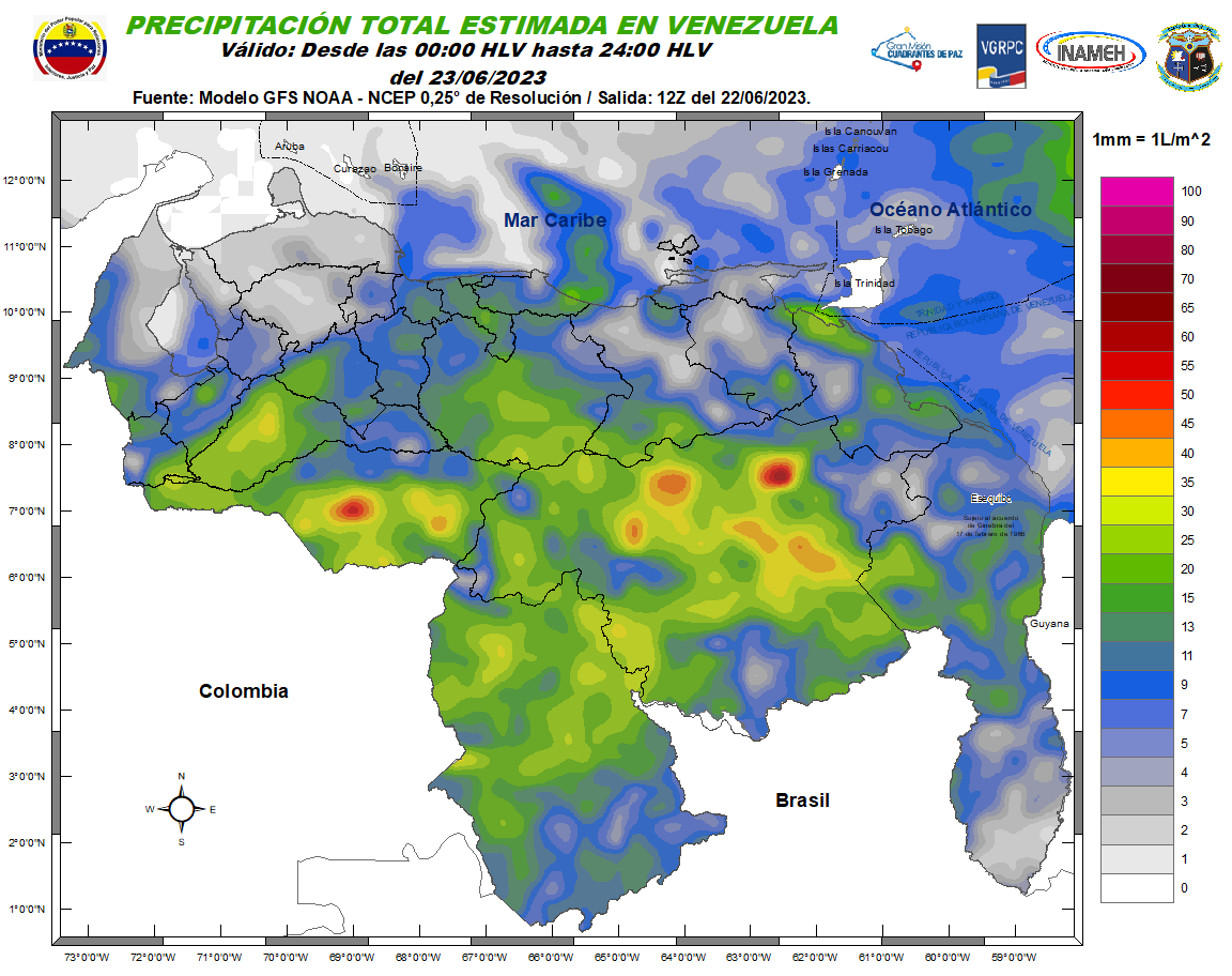 El estado del tiempo en Venezuela este #23Jun, según Inameh