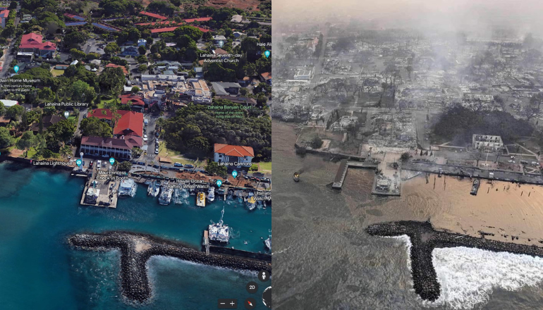 Las devastadoras imágenes tras el incendio en Hawái: toda la ciudad ha ardido
