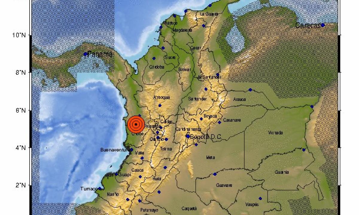 Un sismo de magnitud 5,1 se registra en el oeste de Colombia