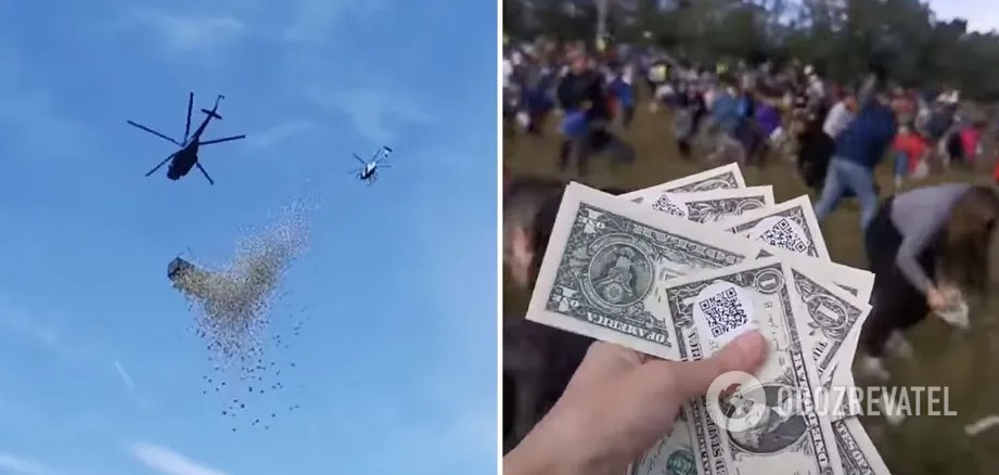 IMÁGENES: Excéntrico influencer lanzó un millón de dólares desde un helicóptero tras un acertijo